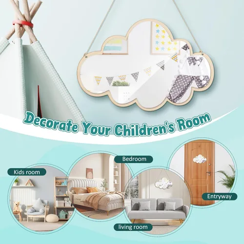 Vista 4 de FOMIYES Espejo de nube de madera: decoración de pared nórdica estilo para la habitación de los niños - Diseño ligero y seguro para dormitorio