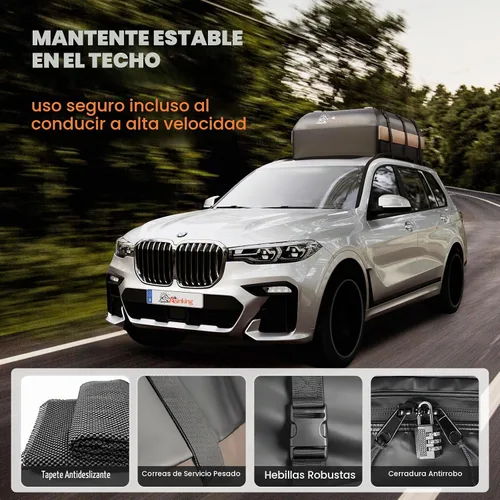 Vista 4 de Asinking Bolsa de carga para techo de automóvil, bolsa de carga impermeable de 15 pies cúbicos para sedán, SUV, minivan, apto para vehículos con/sin