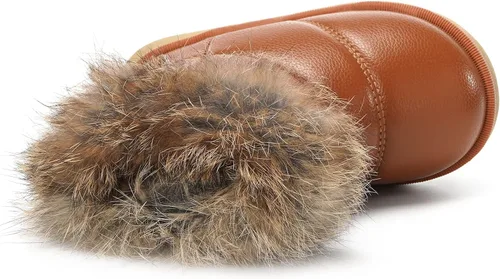 Vista 4 de KVbabby Botas de nieve para niños pequeños con forro de piel sintética impermeables