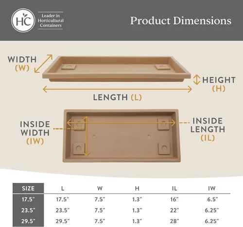 Vista 5 de The HC Companies Bandeja Rectangular Veneciana para Plantas - Platillo de 17.5" para Maceta de 18", Bandeja de Goteo de Plástico para Drenaje - Uso