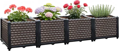 Vista 11 de Macetas grandes para plantas de exterior, profundas, 20 pulgadas de alto, camas elevadas para jardinería con riego automático, maceta elevada