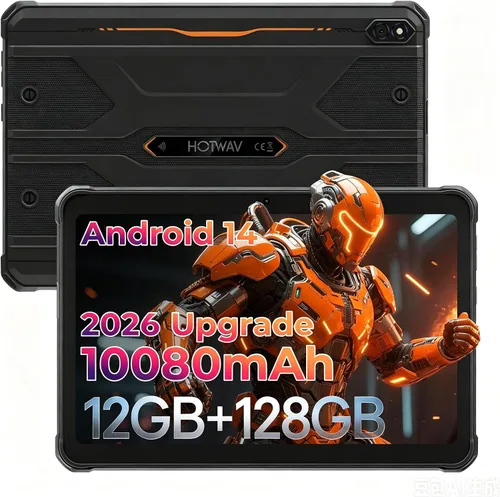Vista 10 de HOTWAV R8 Tablet impermeable Android 14, tableta resistente de 10.1 pulgadas HD+, 10800 mAh, 12 GB + 128 GB/TF 1 TB, 13 MP+5 MP Cámara Tabletas