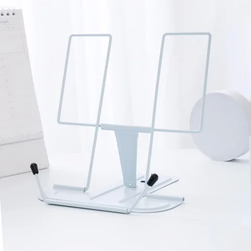 Vista 10 de MSDADA - Soporte de libros de metal para escritorio, soporte ajustable para lectura, soporte portátil para libros de cocina y documentos, soporte