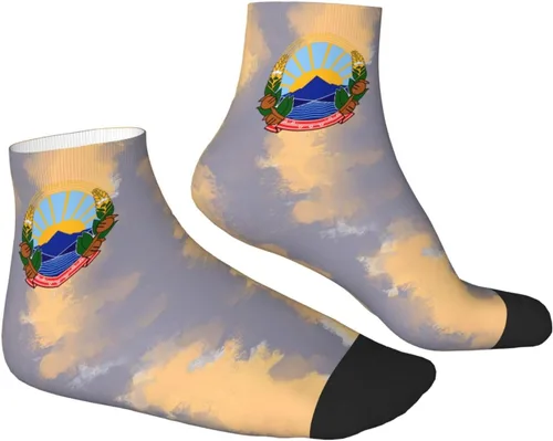 Vista 3 de Coat Of Arms Of North Macedonia Ankle Socks Winter Low Cut Sports Warm Comfort Breathable Casual Socks For Mens And Womens