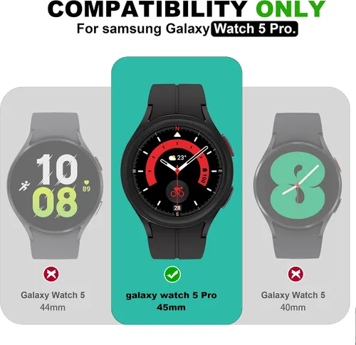 Vista 2 de Funda Compatible con Correa de Banda para Samsung Galaxy Watch 5 Pro con Estuche para Galaxy 5 Pro 45mm 2022 Hombre