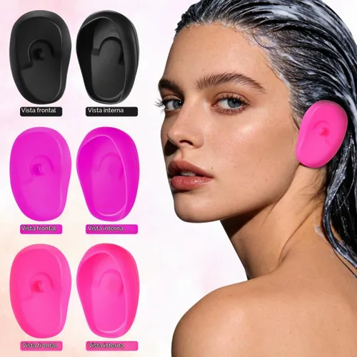 Vista 3 de COHEALI 3 pares de orejeras de silicona para peluquería, protección impermeable para los oídos, para tinte para el cabello, permanente, resaltado