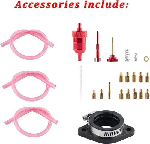 Vista 3 de Carburador PWK de 21 mm para Carreras para Motor de 50 cc a 100 cc 2T 4T Moto Dirt Bike, Motocicleta, ATV, Scooter con Colector de Admisión, Chorros