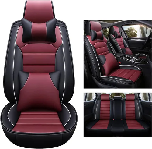 Vista 9 de otoez Juego completo de fundas universales para asientos de automóvil, de cuero, accesorios para el interior del vehículo, compatibles