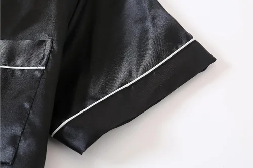 Vista 5 de Pijama de satén para niñas, con botones, ropa de dormir sedosa, camisón de manga corta