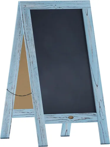 Vista 15 de Cartel en forma de "A" con pizarra de HBCY Creations: Letrero de madera maciza de 40x20 en forma de "A", pizarra rústica marrón de doble cara
