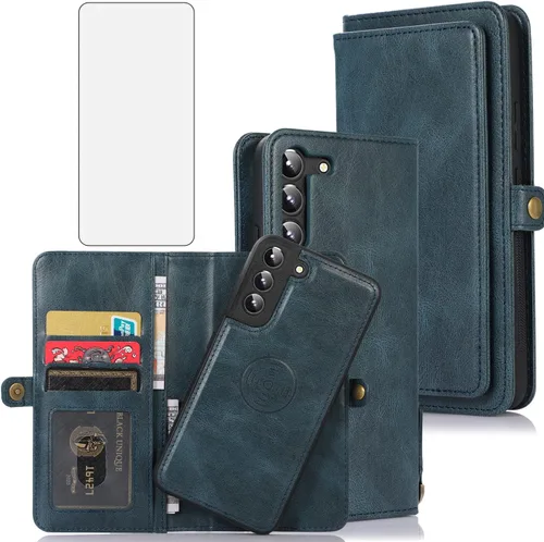 Vista 8 de Asuwish Funda de teléfono para Samsung Galaxy S22 Plus S22+ 5G Wallet Funda desmontable con protector de pantalla de vidrio templado y soporte