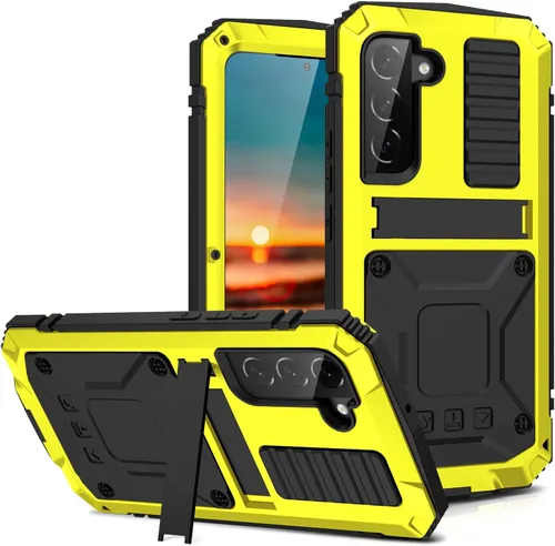 Vista 20 de Simicoo Samsung S22 - Funda de metal con protector de pantalla y protector de cámara, resistente a los golpes, con soporte, cubierta completa