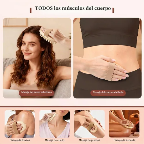 Vista 2 de 2 piezas de cepillo Meridian, herramientas de masaje de terapia de madera Beige