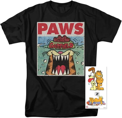Vista 2 de Popfunk Camiseta y calcomanías clásicas de Garfield Paws Jaws Parody