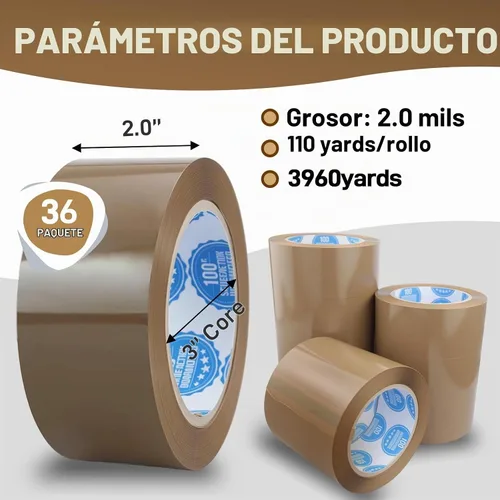 Vista 3 de Cinta de embalaje marrón de 2 pulgadas, 2.0 mils, 110 yardas, alta resistencia a la tracción para envío, sellado y embalaje de cajas de mudanza