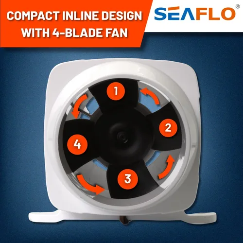 Vista 6 de SEAFLO in-Line Marine Bilge Air Blowers- 12V, 3 or 4", 130-270 CFM Ultra-Quiet Operation 4 or 3 Inch for Yacht/Sailboat/Boat- ISO 8846, CE & RoHs