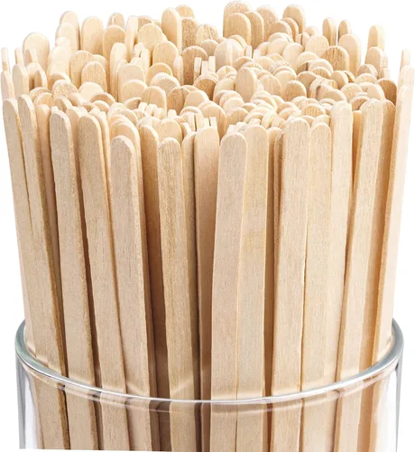 Vista 4 de Agitadores de café de madera, 1000 mezcladores de madera biodegradables desechables con extremos redondos, hechos con madera de abedul natural