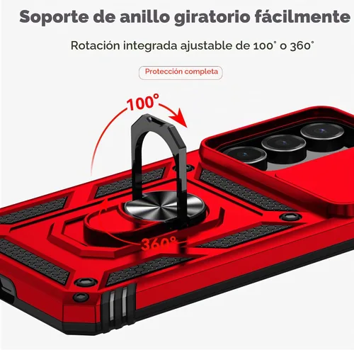 Vista 7 de Funda para Samsung Galaxy S25 FE con protector de pantalla de vidrio templado, cubierta de lente de cámara integrada y soporte de anillo, cubierta