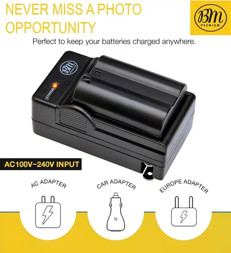 Vista 3 de BM Premium Paquete de 2 baterías EN-EL15C de alta capacidad y cargador para Nikon Zf, ZR, Z5, Z5 II, Z6, Z6 II, Z6 III, Z7, Z7II, Z8, D500 D600 D750