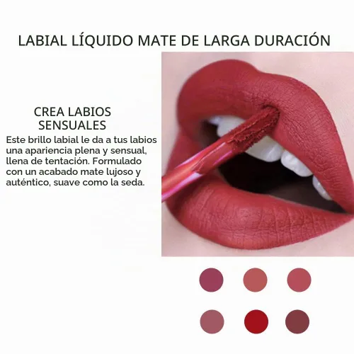 Vista 5 de Juego de maquillaje líquido de lápiz labial mate, 6 piezas de larga duración, antiadherentes, no se decolora, kit de brillo de labios de terciopelo