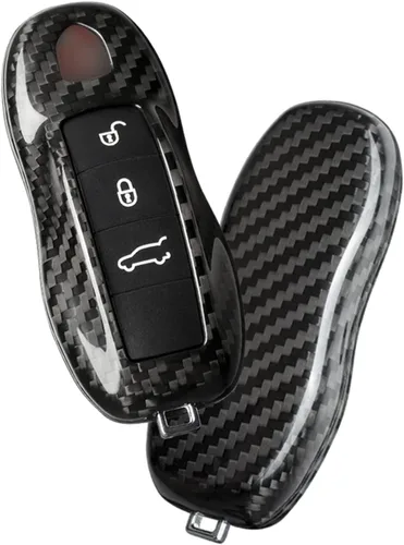 Vista 4 de Funda para llavero de fibra de carbono auténtica y genuina 100% pura, ajuste deportivo para Porsche Boxster Turbo Cayenne Panamera Macan Cayman 911