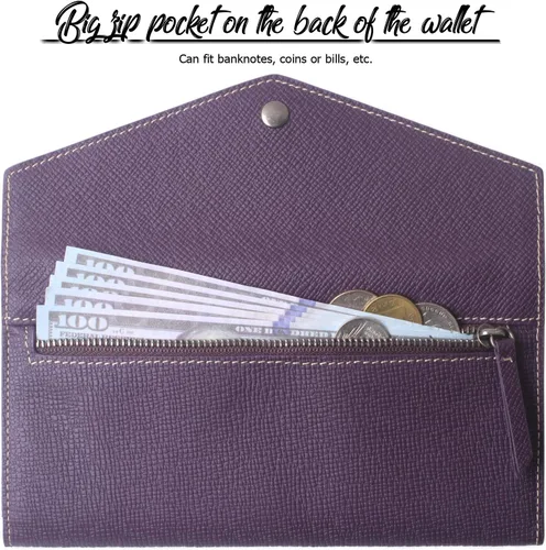 Vista 5 de Cartera de piel para mujer RFID con sobres ultrafinos