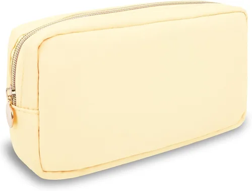 Vista 9 de izuzta Nylon Lager Pequeño Slim Mini Maquillaje Bolsa Organizador, Beige, Viajes