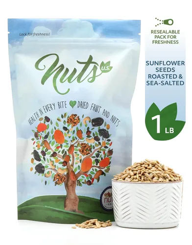Vista 3 de NUTS U.S. - Semillas de girasol, tostadas y saladas al mar, sin colores añadidos y sin sabores artificiales, empaquetadas y cultivadas en Estados
