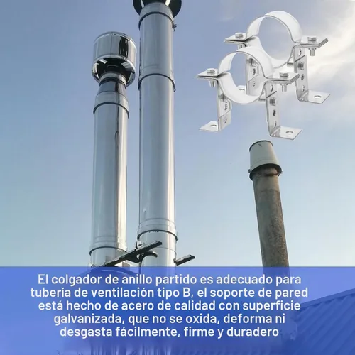 Vista 5 de Paquete de 2 correas de pared ajustables para chimenea de tubo de 3 pulgadas