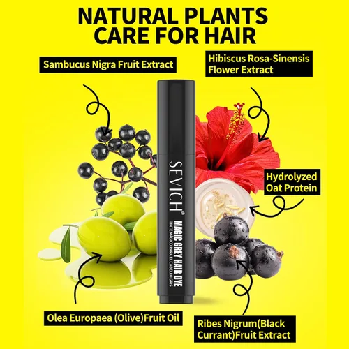 Vista 4 de SEVICH Lápiz de tinte para cabello gris, barra de retoque de raíz, uso para cobertura de cabello gris, extractos de plantas naturales, fácil
