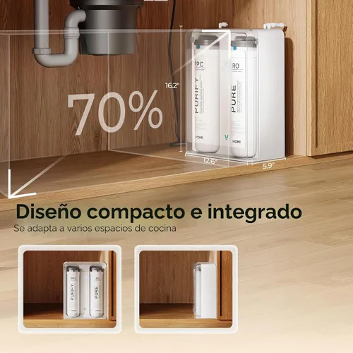 Vista 9 de VIOMI Filtración pura del agua de la ósmosis inversa sin tanque del tanque Filtro RO de 2 años, certificado NSF/ANSI 42, 53, 58 y 372, reduce