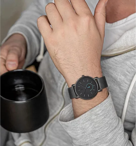 Vista 5 de FORSINING Reloj de moda para hombre minimalista impermeable delgado casual de cuarzo reloj de pulsera de acero inoxidable