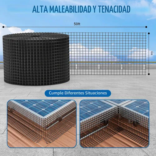 Vista 5 de ZeroPone Panel solar de 6 pulgadas x 50 pies, protector de aves para paneles solares con 50 sujetadores de acero inoxidable, rollo de alambre