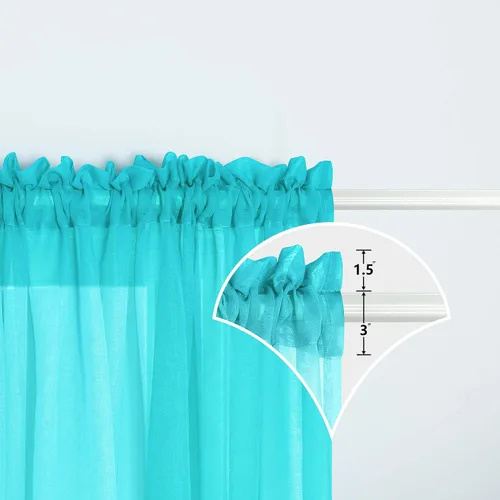 Vista 4 de Cortinas rosas y verdes para decoración de dormitorio de sirena, juego de 1 panel transparente, con bolsillo para barra, cortinas de sirena
