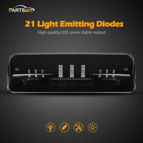 Vista 5 de Partsam Luz de freno de montaje alto 3ª tercera luz de freno de repuesto para Ford F150 F-150 2004 2005 2006 2007 2008 LED ahumada trasera cabina