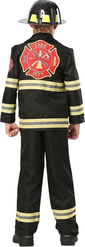 Vista 4 de Disfraz de bombero uniforme negro para niños