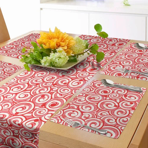 Vista 68 de Lunarable Camino de mesa tropical y manteles individuales, acuarela tucán loro flamenco piñas y flores silvestres sobre rombo, juego para decoración