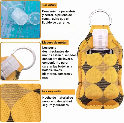 Vista 4 de Duufin Juego de 60 botellas vacías para desinfectante de manos, Colores Variados Including 30 Pcs Vibrant Hand Sanitizer Keychain Holder and 30