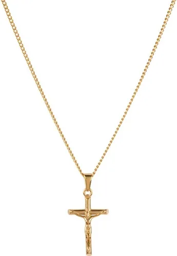Vista 2 de Collar de cruz de crucifijo chapado en oro de 18 quilates, acero inoxidable 316L, cadena de 0.118 in con colgante de cruz., Oro, No es una piedra
