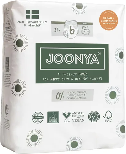 Vista 8 de Joonya Pañales Tipo Calzón para Bebé, Talla 4 L (15-26 lb) - 1 Bolsa de 25 - No Tóxicos, Ecológicos, Ultra Delgados, Uso Nocturno - Fabricados