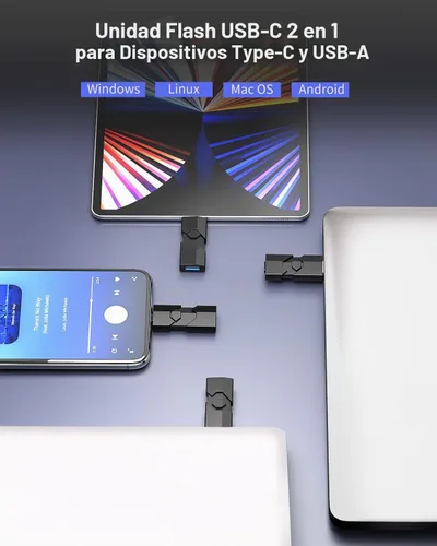 Vista 5 de RAOYI Paquete de 5 unidades de memoria USB C de 64 GB 2 en 1 tipo C + USB 3.0 Dual OTG retráctil tipo C para iPhone 17/16/15 iPad Pro Android 5