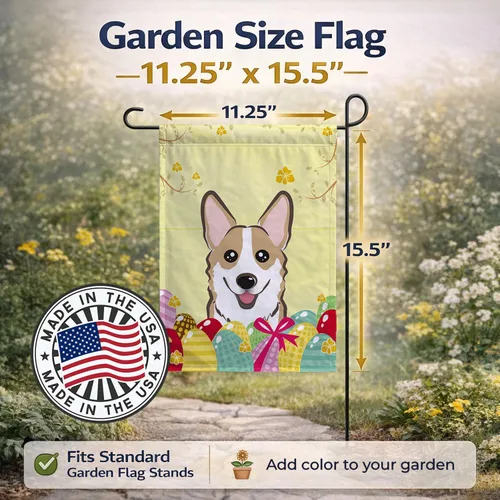 Vista 538 de Caroline's Treasures BB1923GF Bandera decorativa para jardín con diseño de Border Collie, para caza de huevos de Pascua, para jardín, jardín, patio