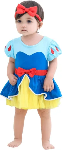 Vista 17 de Vestidos de princesa para niñas pequeñas, disfraz de mameluco para cumpleaños, Navidad, Halloween con diadema de 0 a 18 meses