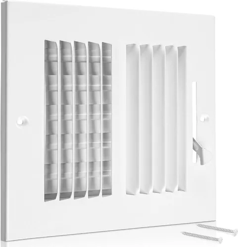 Vista 6 de Home Intuition Registro de aire de cara estampada de 2 vías, blanco, 6" x 6