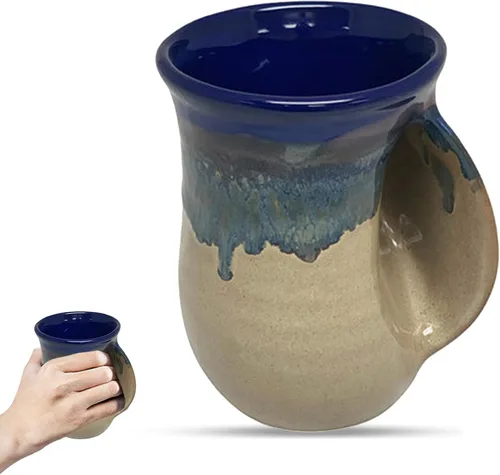 Vista 16 de Clay in Motion - Taza calentadora de manos para diestros, diseño Ocean Tide Marea del Océano