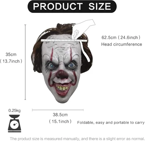 Vista 6 de Waylike Scary - Máscara de payaso para adultos