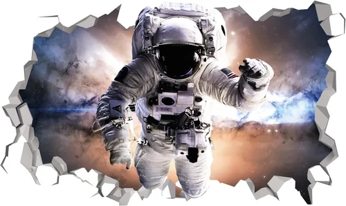 Vista 3 de Calcomanía de pared para dormitorio con temática espacial de astronauta, decoración de galaxia para niños, decoración espacial