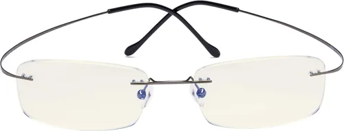 Vista 8 de CessBlu Gafas de computadora de titanio Gafas de lectura sin marco para lectores con filtro de luz azul