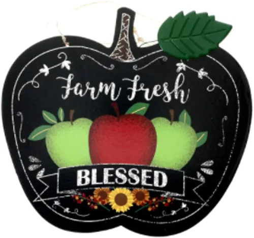 Vista 3 de Juego de 2 letreros de calabaza y manzana para decoración de cosecha otoñal de granja (Happy Harvest)