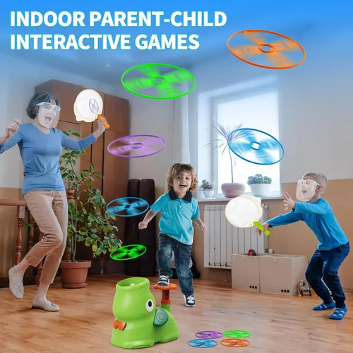 Vista 8 de CPSYUB Lanzador de disco volador para exteriores, juguetes de brinco para niños de 3, 4, 5, 6, 7, 8, 9, 10 años, juego de atrapar mariposas